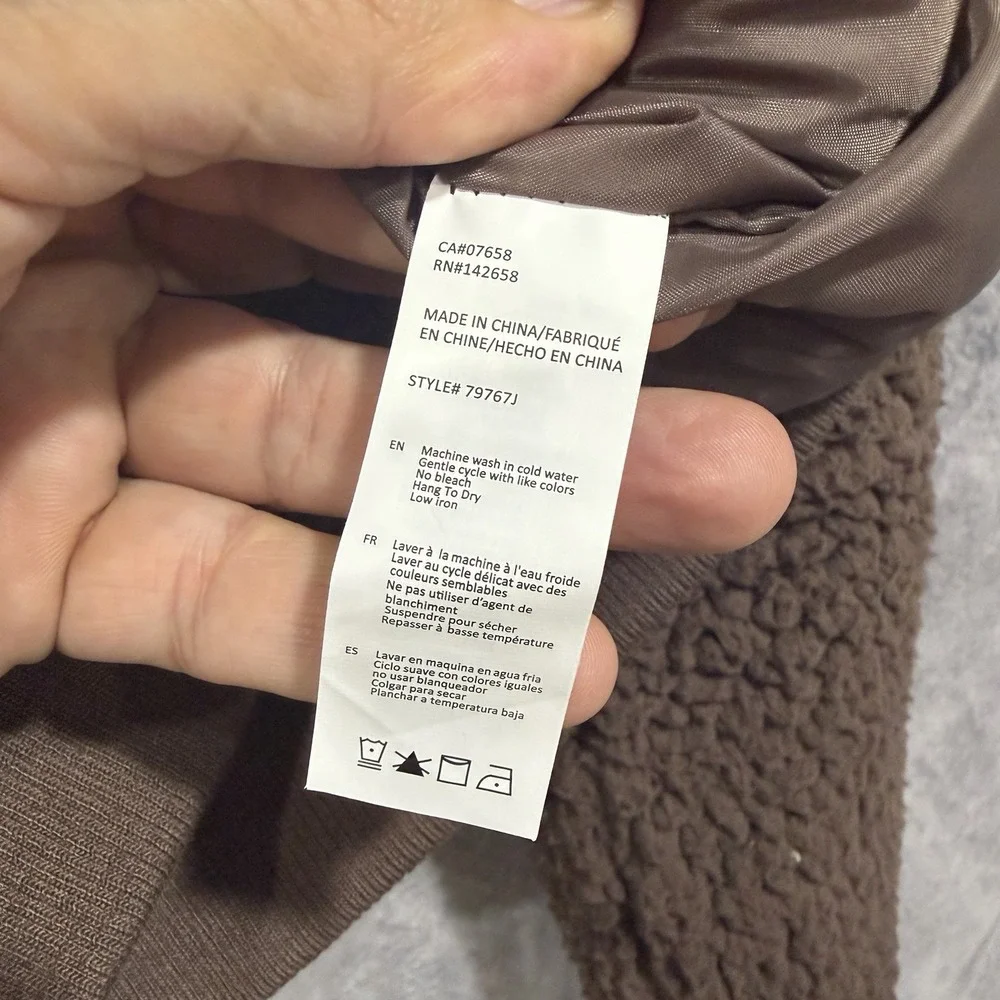 Refuge Womens Small Brown Teddy Sherpa Jacket Button Front Bomber Coat